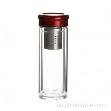 Botella de agua de vidrio ecológica con filtro de acero inoxidable 304